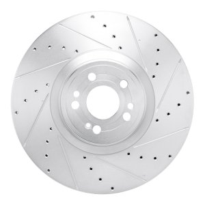 Mercedes-Benz GLE450e Brake Rotor (1) - Front Right - R1 Concepts - Drilled & Slotted - Silver - `20-`26